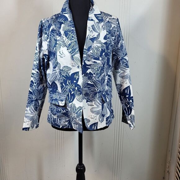 Coldwater Creek Blue & White Jacket - Picture 1 of 10